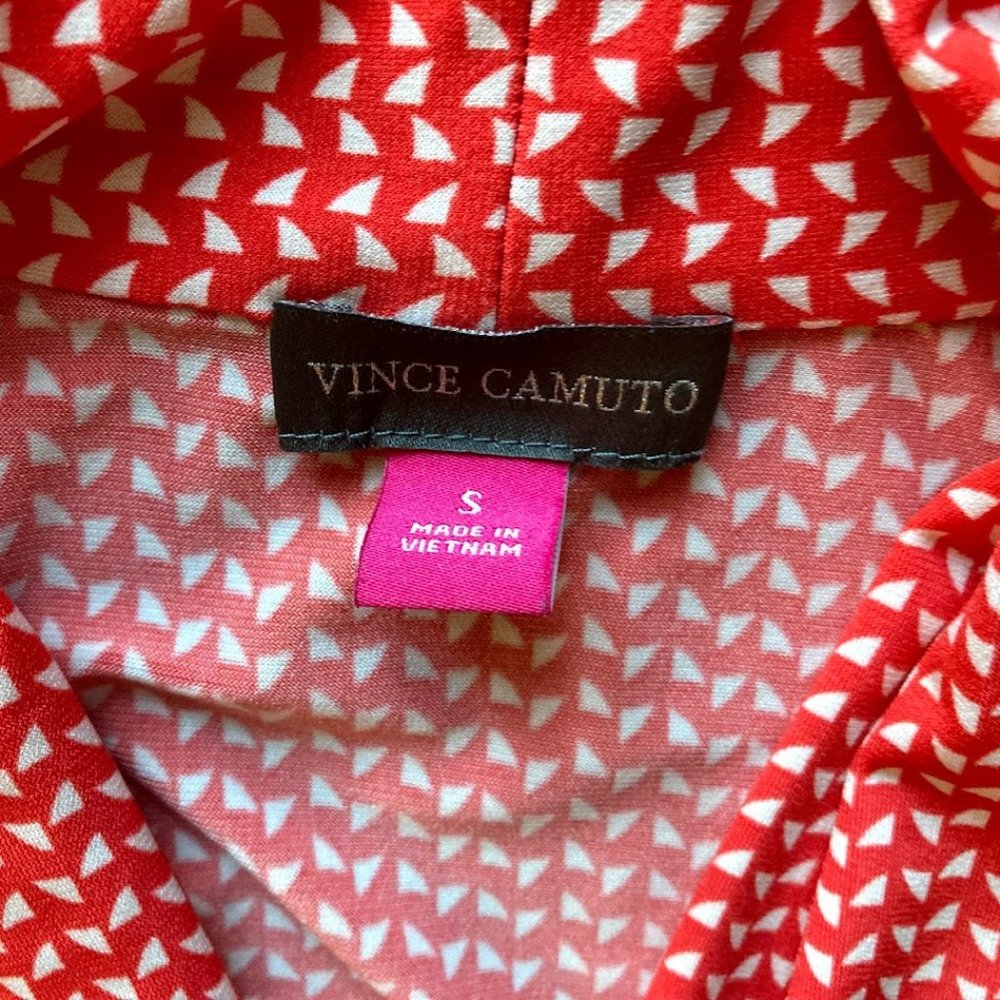 Fitted Vince Camuto Printed V Neck Top S - Picture 5 of 5